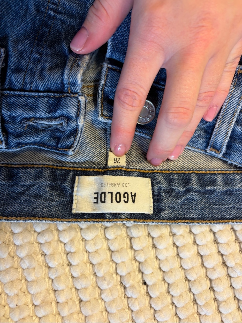 Agolde High-Rise Jeans in Medium Blue Denim